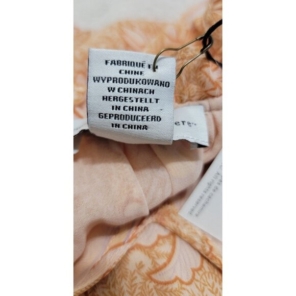 Cupcakes and Cashmere Womens Orange Floral Blouse Ruffled Neck Size M NWT - Picture 6 of 11